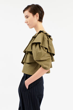 Poplin Bluse, Dark Olive from ODEEH 