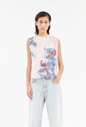 Painted Peonies Shirt, Capri Blue from ODEEH 
