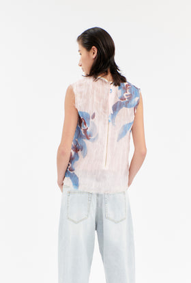 Painted Peonies Shirt, Capri Blue from ODEEH 