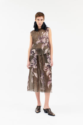 Painted Peonies Shirt, Dark Olive from ODEEH 