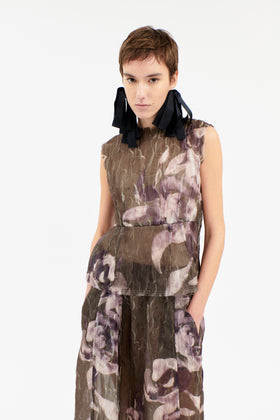 Painted Peonies Shirt, Dark Olive from ODEEH 