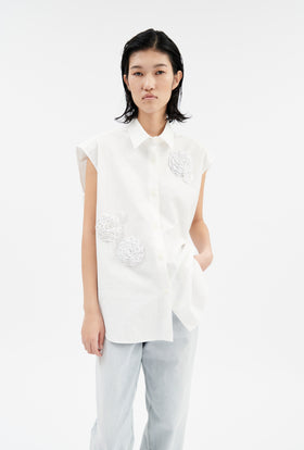 Diagonal Popeline Bluse, Milk from ODEEH 