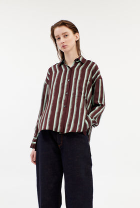 PAINTED STRIPES / TWILL Bluse, Cordovan from ODEEH 