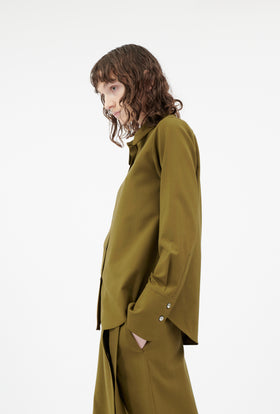 Light Weight Wool Bluse, Dark Olive from ODEEH 