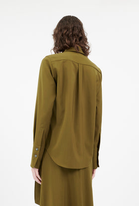 Light Weight Wool Bluse, Dark Olive from ODEEH 