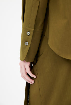 Light Weight Wool Bluse, Dark Olive from ODEEH 