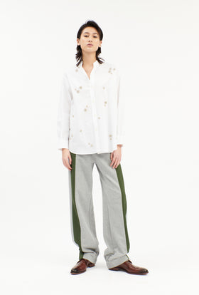 CRUSHED POPELINE BLUSE, White from ODEEH 