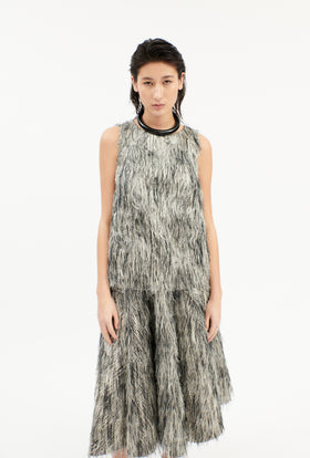 FRINGY JACQUARD Top, Dark Silver from ODEEH 