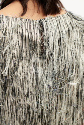 FRINGY JACQUARD Top, Dark Silver from ODEEH 