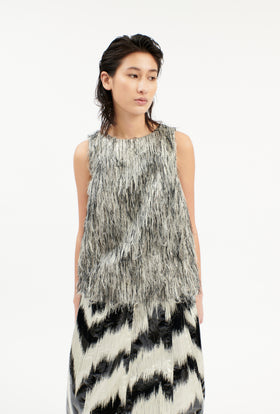 FRINGY JACQUARD Top, Dark Silver from ODEEH 