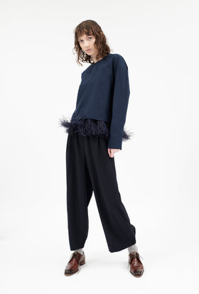Poplin Bluse, Navy from ODEEH 