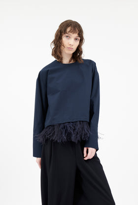 Poplin Bluse, Navy from ODEEH 