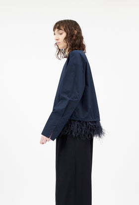 Poplin Bluse, Navy from ODEEH 