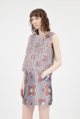 Op-Art Fringes Top, Nordic Blue from ODEEH 
