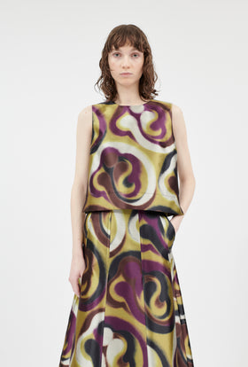 Shiny Serge Blurred Paisley Top, Merlot from ODEEH 