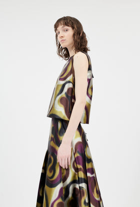 Shiny Serge Blurred Paisley Top, Merlot from ODEEH 