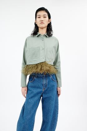 Light Poplin Bluse, French Green from ODEEH 