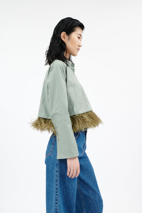 Light Poplin Bluse, French Green from ODEEH 
