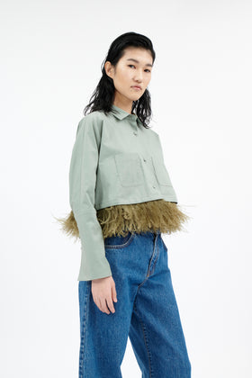 Light Poplin Bluse, French Green from ODEEH 