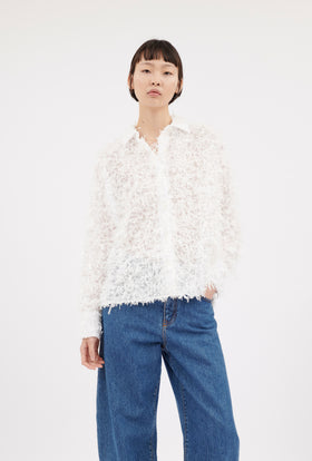 Fringy Tapes Bluse, Cream from ODEEH 