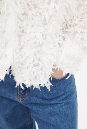 Fringy Tapes Bluse, Cream from ODEEH 