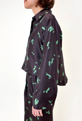 Cat & Mouse Twill Bluse, Cacao from ODEEH 