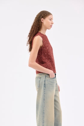 Guipure Lace Top, Marble Red from ODEEH 