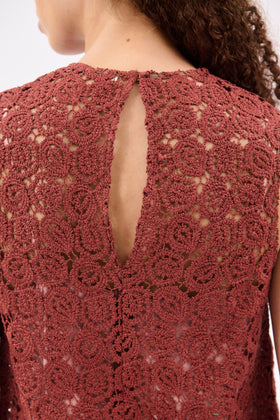 Guipure Lace Top, Marble Red from ODEEH 