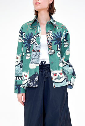 Cats & Tigers Gabardine Bluse, Opal Green from ODEEH 