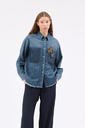 Blue Denim Bluse, Indigo from ODEEH 