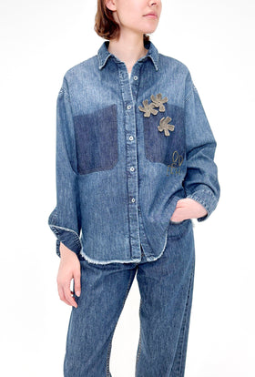 Blue Denim Bluse, Indigo from ODEEH 