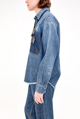 Blue Denim Bluse, Indigo from ODEEH 