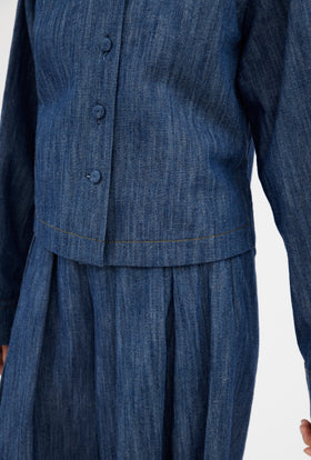 Micro Canvas Bluse, Denim Blue from ODEEH 