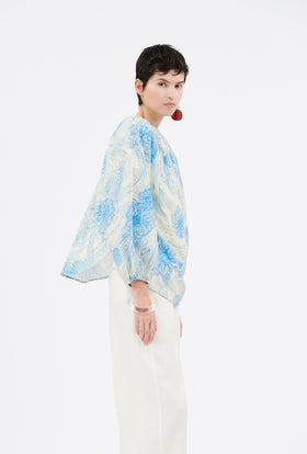 Scribbles Bluse, Turquoise Blue from ODEEH 