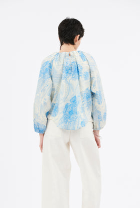 Scribbles Bluse, Turquoise Blue from ODEEH 