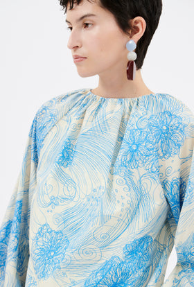 Scribbles Bluse, Turquoise Blue from ODEEH 