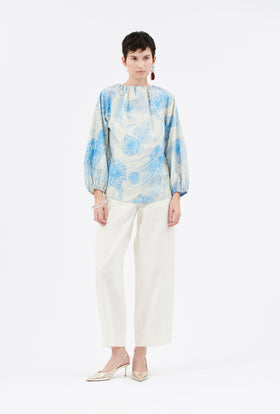 Scribbles Bluse, Turquoise Blue from ODEEH 