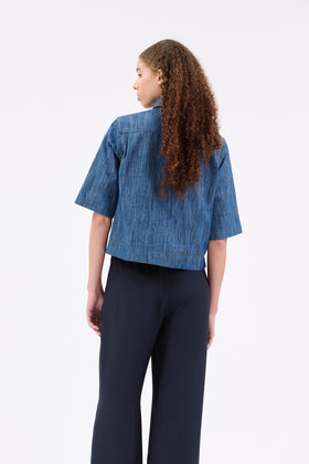 Micro Canvas Shirt, Denim Blue from ODEEH 