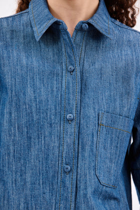 Micro Canvas Shirt, Denim Blue from ODEEH 
