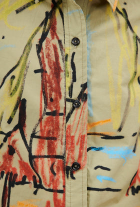 Holiday Sketchbook Bluse, Light Olive from ODEEH 