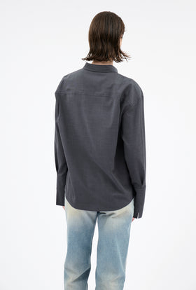 Light Oxford Wool Bluse, Granite from ODEEH 