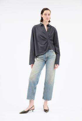 Light Oxford Wool Bluse, Granite from ODEEH 