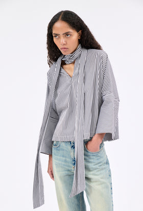 ROMAN STRIPE Bluse, Black White from ODEEH 