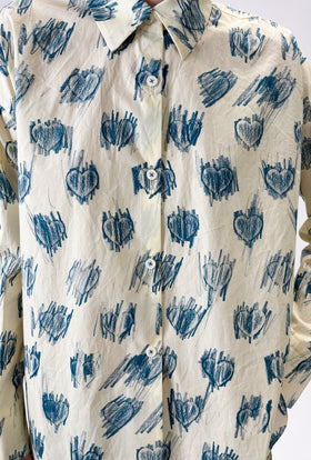 Scrabbled Hearts Bluse, Mountain Blue from ODEEH 