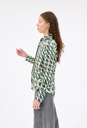 CRESCENTS & LINES Bluse, Dark Emerald from ODEEH 