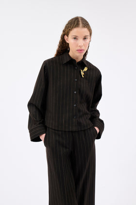 SAXON STRIPE Bluse, Ebony from ODEEH 