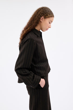 SAXON STRIPE Bluse, Ebony from ODEEH 