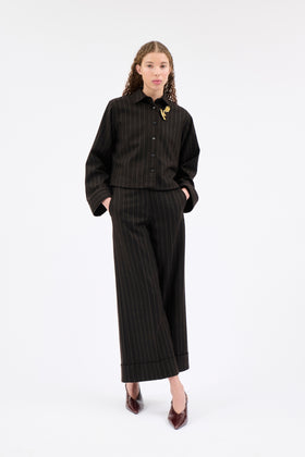 SAXON STRIPE Bluse, Ebony from ODEEH 