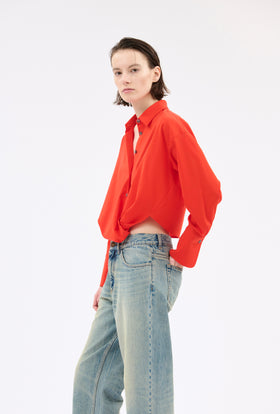 Light Oxford Wool Shirt, Fire Red from ODEEH 