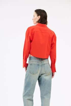 Light Oxford Wool Shirt, Fire Red from ODEEH 